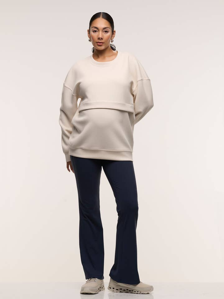 Oversized Voedingsrits Trui - Wit voor wholesale door Soon Maternity