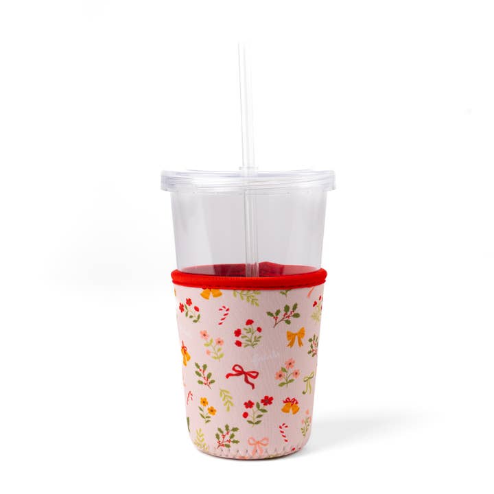 Elyse Breanne Design - Wholesale Drink Huggers & Koozies - Bells & Bows Drink Sleeve, Iced Coffee Koozie | Christmas