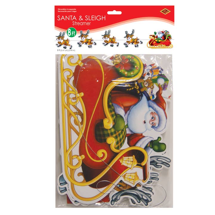 Beistle - Wholesale Christmas Decoration - Santa & Sleigh 8' Christmas Streamer