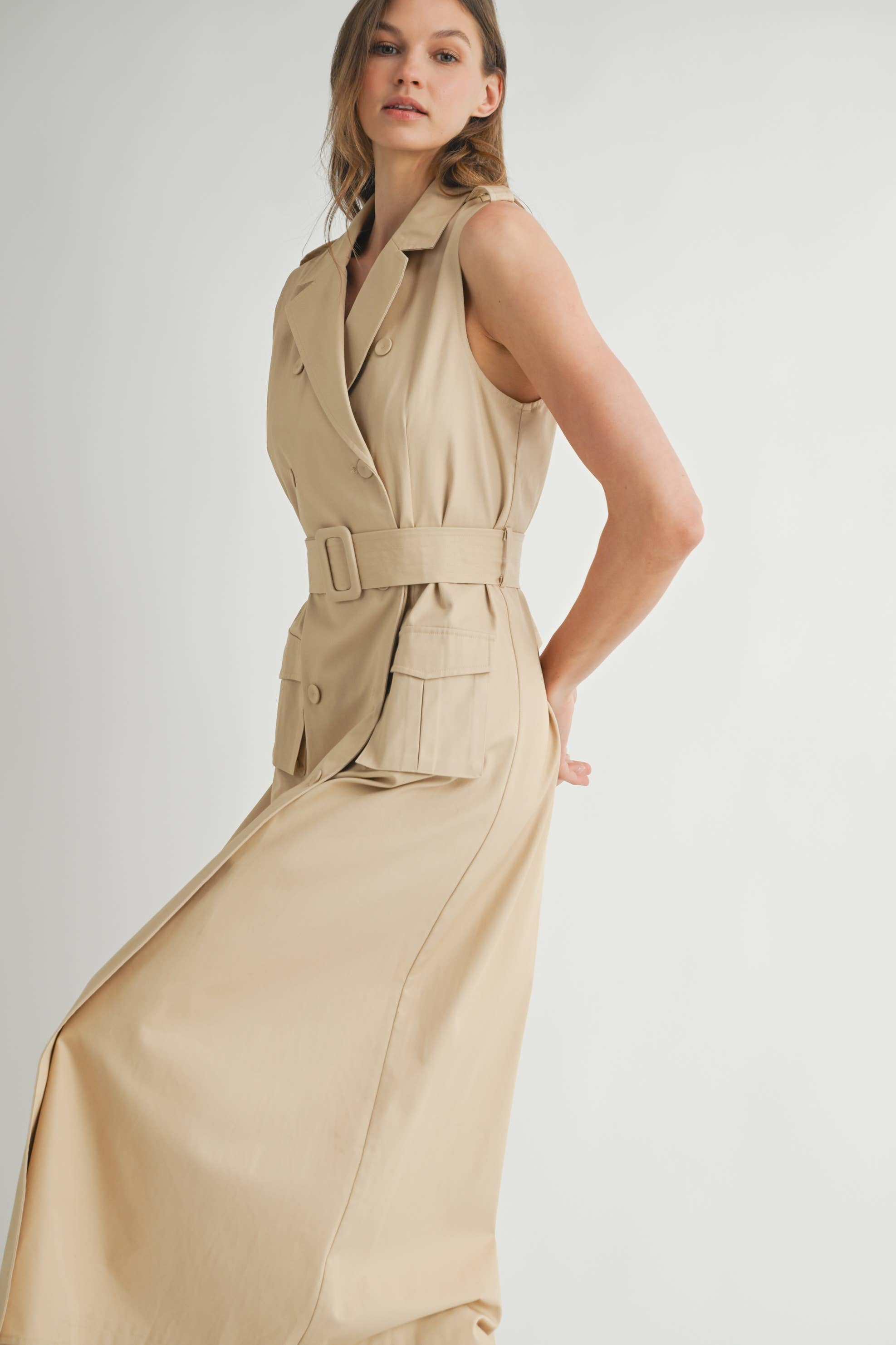 COMBO IVOIRE LD1869 La Robe Trench Sans Manches Ceinturée en vente sur Faire7