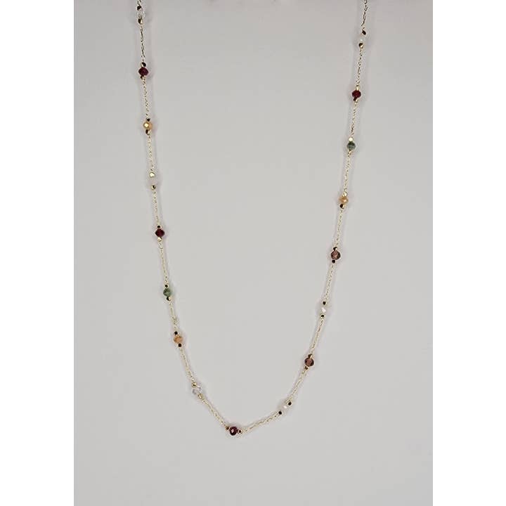 COLLIER CHAÎNE DÉLICAT MULTICOLORE AVEC PERLES. pour la vente par BETTYOH INC