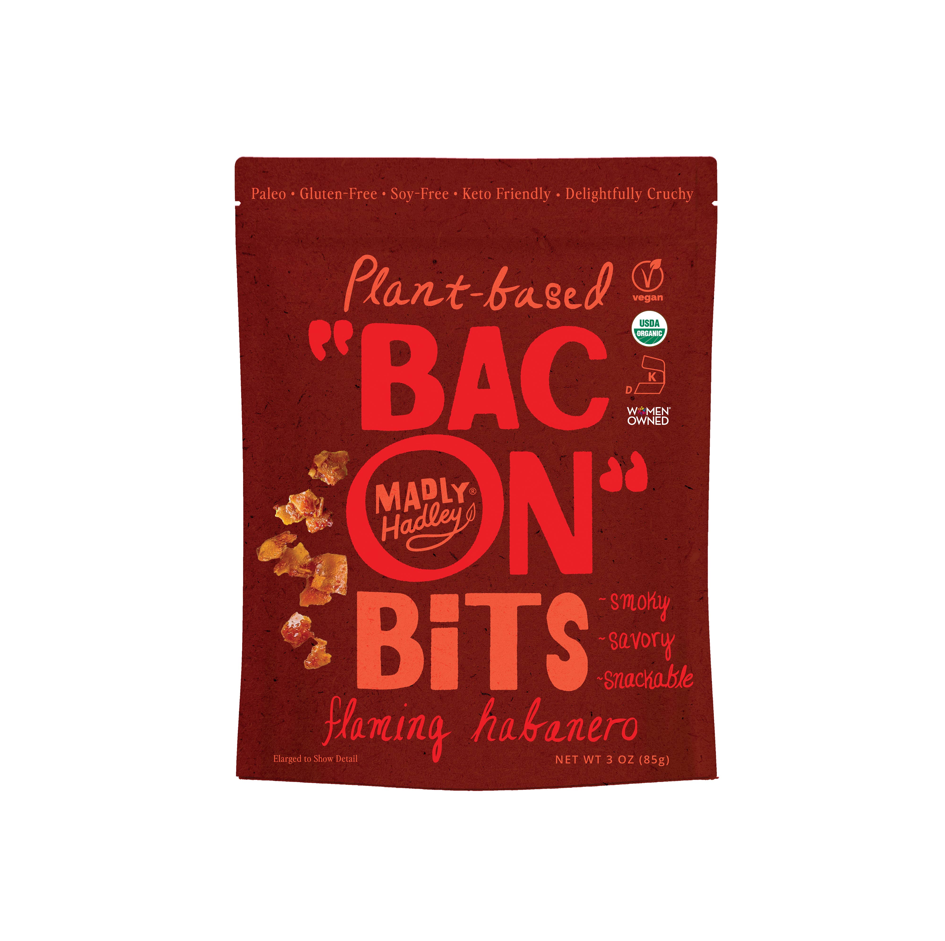 Madly Hadley - Wholesale Shelf Stable Prepared Meal - Flaming Habanero Plant-Based Bacon Bits