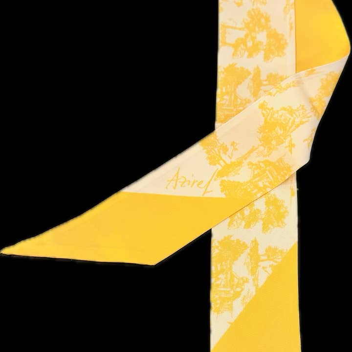 Malibu & Beyond Co /LENNOX MODE - Vendita all'ingrosso Sciarpa - Donna - Piccola e iconica sciarpa lunga sottile Twilly in seta con stampa toile9