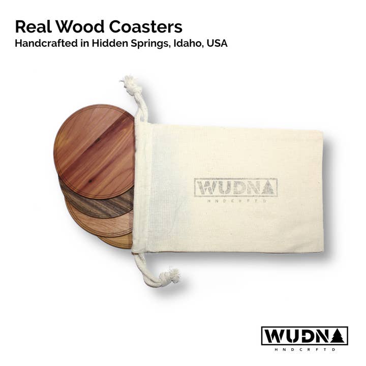 Wood Coasters (4-Pack) for wholesale by WUDN Handcrafted