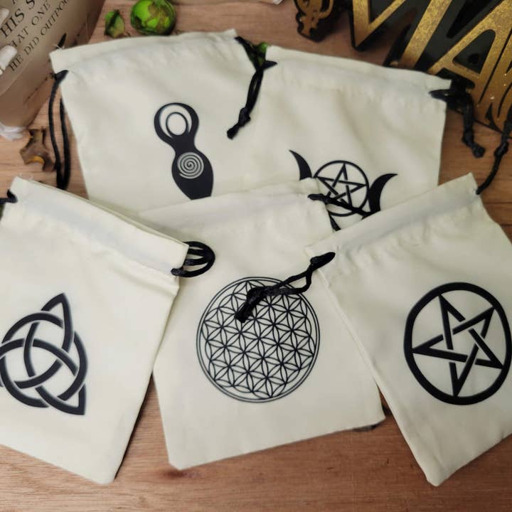 My Magic Place Shop - Wholesale Pouch - Women's - Cotton Pouch, Flower Of Life Pouch,Divine Goddess, Pentacle, Triple MOON Pentacle, Triquetra