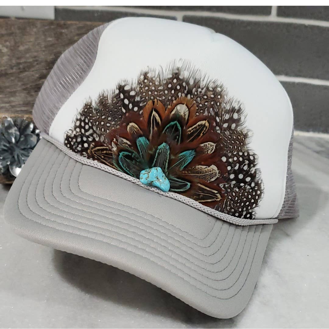 Funk Town Tees - Wholesale Trucker Hat - Women's - Western Feather Crown Trucker Hat3