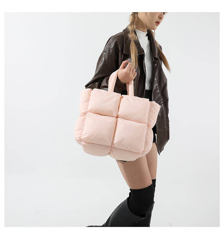 Dipped Shop - Wholesale Tote Bag - Women's - Simple Puffer Tote Bag Solid Color Soft Handbag DP809123