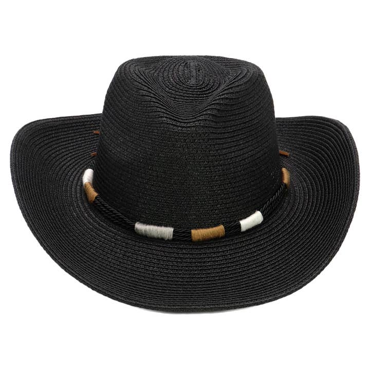 Cap Zone - Wholesale Straw Hat - Women's - Coastal Stitch Braided Belt Paper Straw Cowboy Hat5