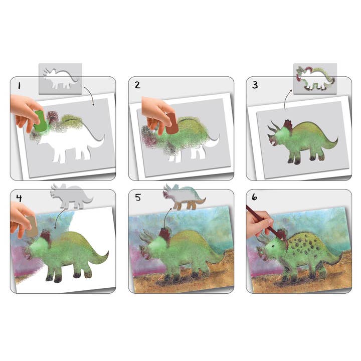 Créa Lign' - Wholesale Art Set - Kids & Baby - Giant artistic stencils “The dinosaurs”