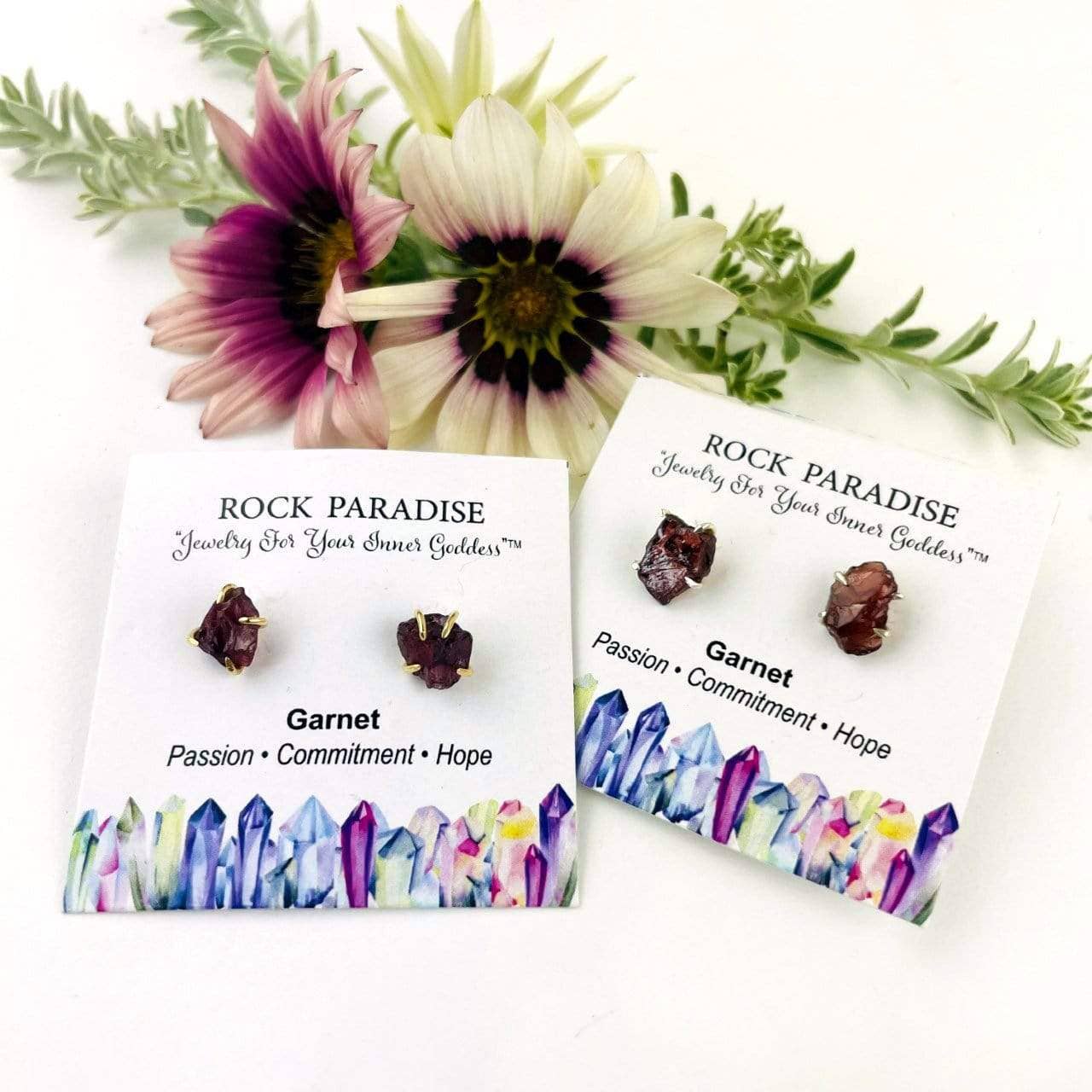 Rock Paradise - Wholesale Stud/Post Earrings - Crystal Gemstone Stud Earrings - Choose Gold or Silver5