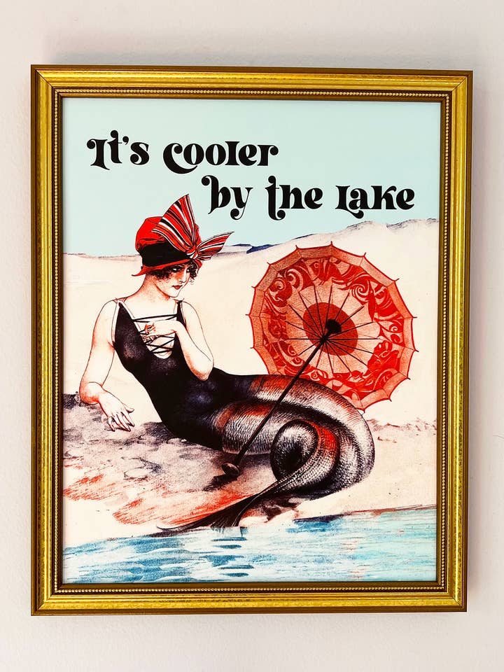 Lake Art Nouveau Art Deco Vintage Style Mermaid Art Print for wholesale by The Twentieth