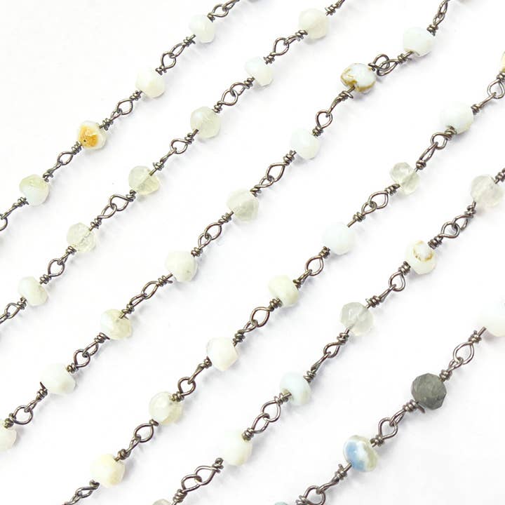 Catena in filo d'argento sterling 925 rodiato nero con agata blu lace. BLA1 per la vendita all'ingrosso da parte di Jewels & Chains