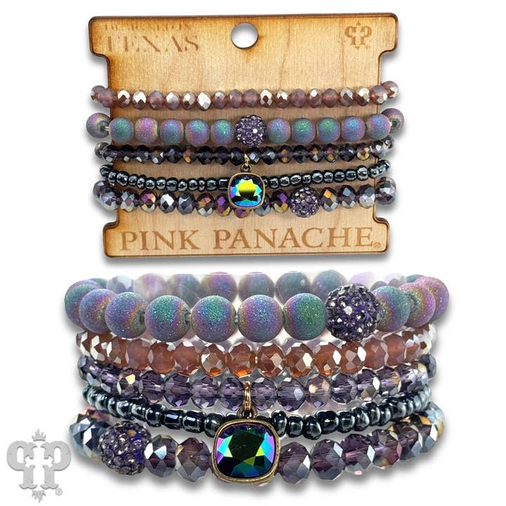 Pink Panache Brands - Wholesale Jewelry Set - Five strand stone and crystal bead bracelet set, Austrian crystal7