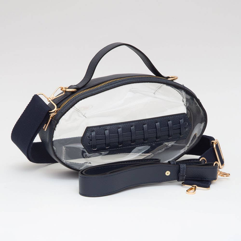 Sensibling Corp. - Wholesale Crossbody Bag - Women's - Football Shaped Transparent Crossbody Bag
13