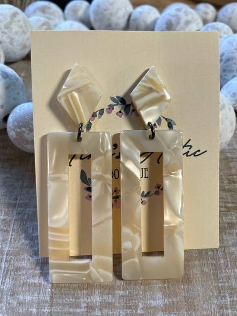 Acrylic Shiny Cream Rectangles for wholesale by Nina’s Attic