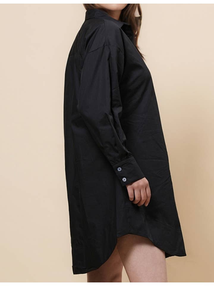 Sweetkama - Wholesale Dress – Women's - Ladies Turndown Collar Botton Down Mini Shirt Dress SKD48067