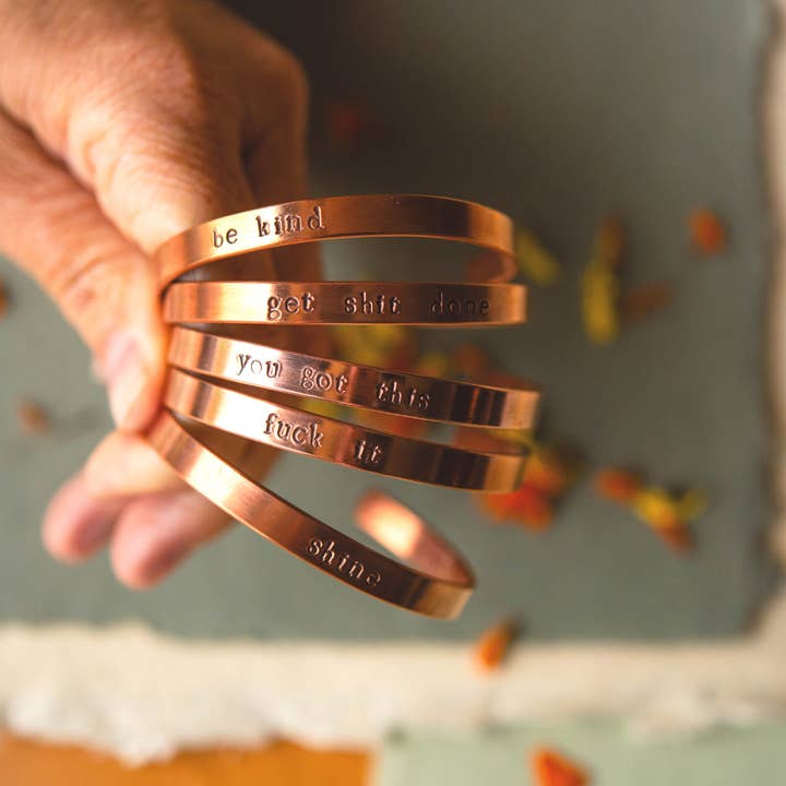Bella Vita Jewelry - Wholesale Cuff Bracelet - Hand Stamped Mantra Cuff Bracelet | Copper Cuff