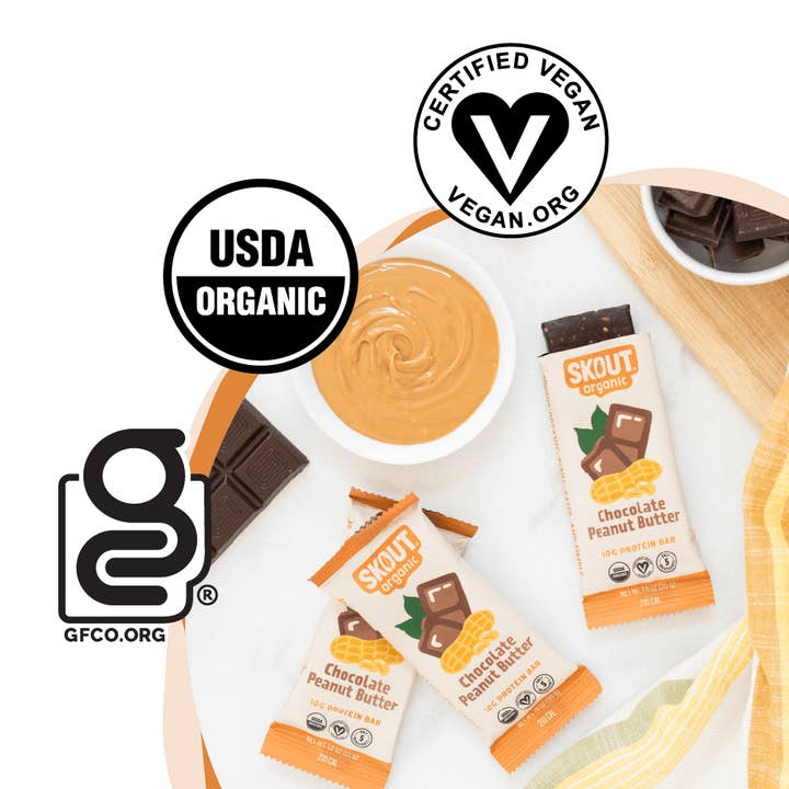 Skout Organic - Vendita all'ingrosso Barrette - Barretta Proteica al Burro di Arachidi e Cioccolato Skout Organic | Vegana4
