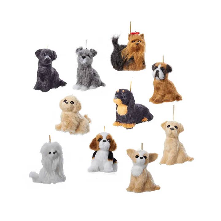 Kurt S. Adler, Inc. - Wholesale Ornament Set - 3.5"-4"PLUSH DOG ORN ASSTMNT 10/A