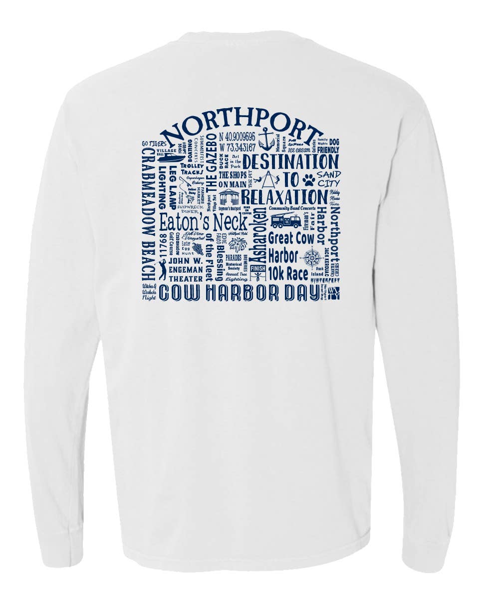 The Buffalo Works - Wholesale Screen Printed T-Shirt - Unisex - Elements of Home Northport Custom Destination Unisex LS Tee15