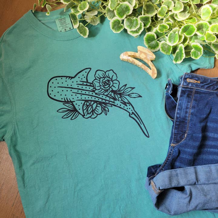Whale Shark Floral Shirt for wholesale by Simple Moon Co.