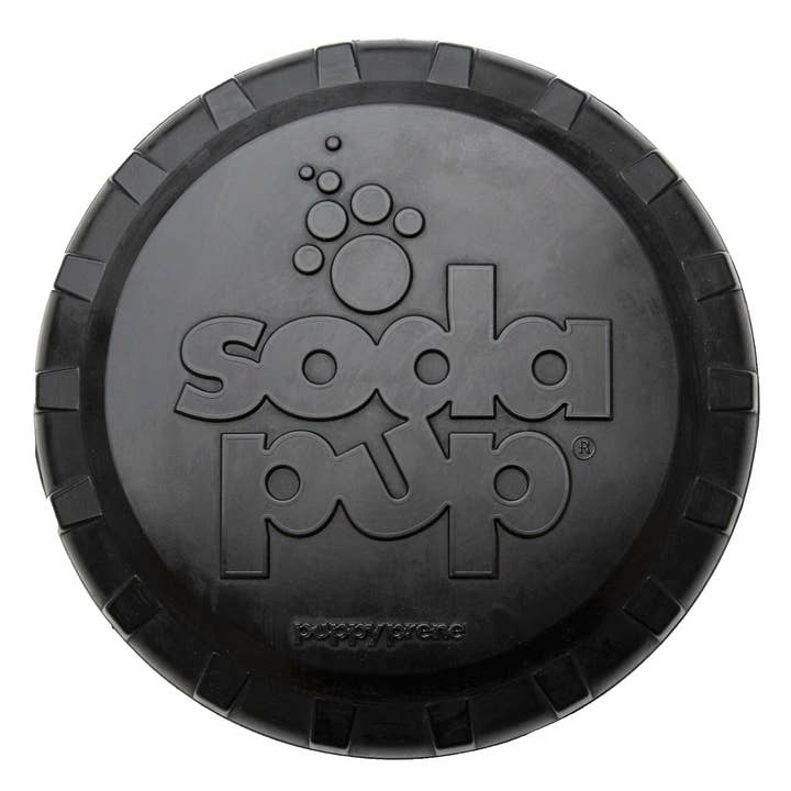 SodaPup Dog Toys - Wholesale Apporteerbal voor honden - Hond - SP Magnum Flessentop Flyer - Vliegend Speelgoed - Groot - Zwart