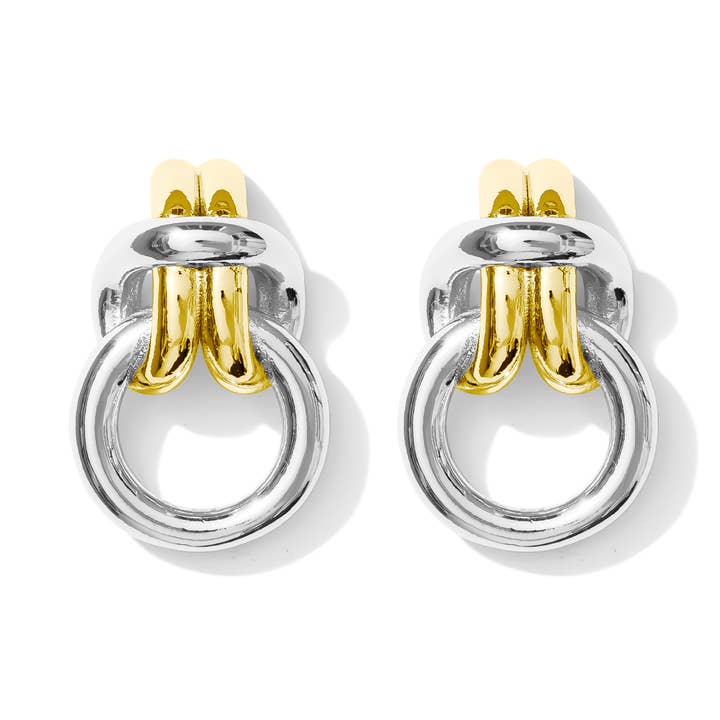 BRINCOS ENTRELAÇADOS - PRATA/OURO por atacado de teal market