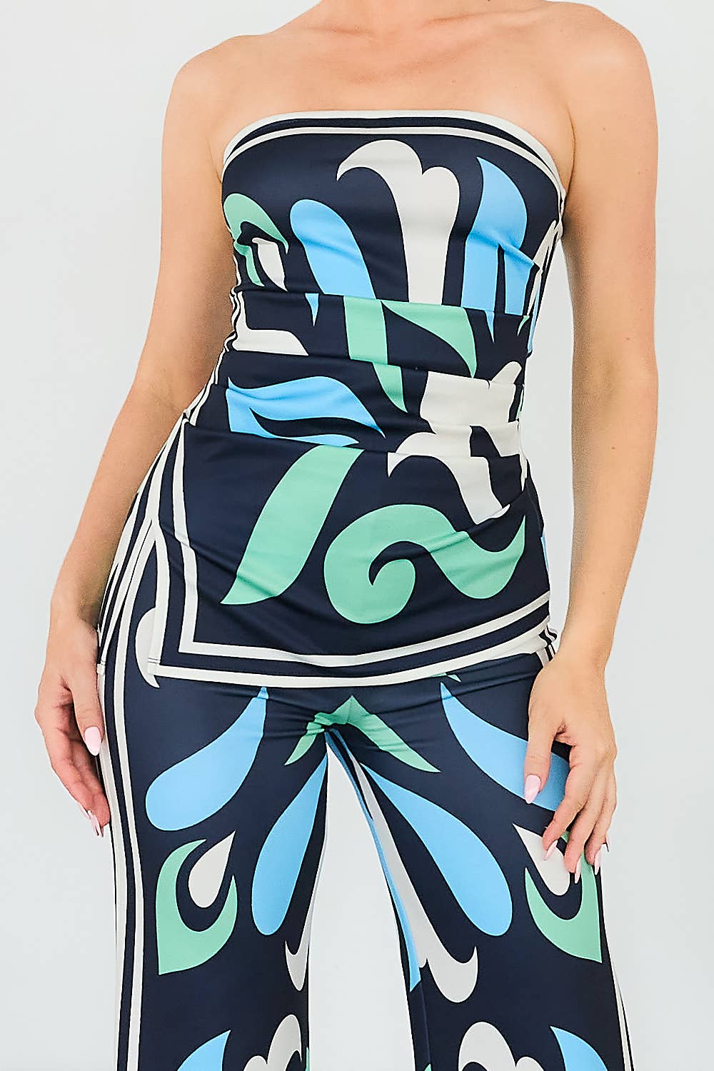 FLÅDE MULTI BT6087-SET_Elastisk stropløs tubetop & bukser sæt for engroshandel på Faire6