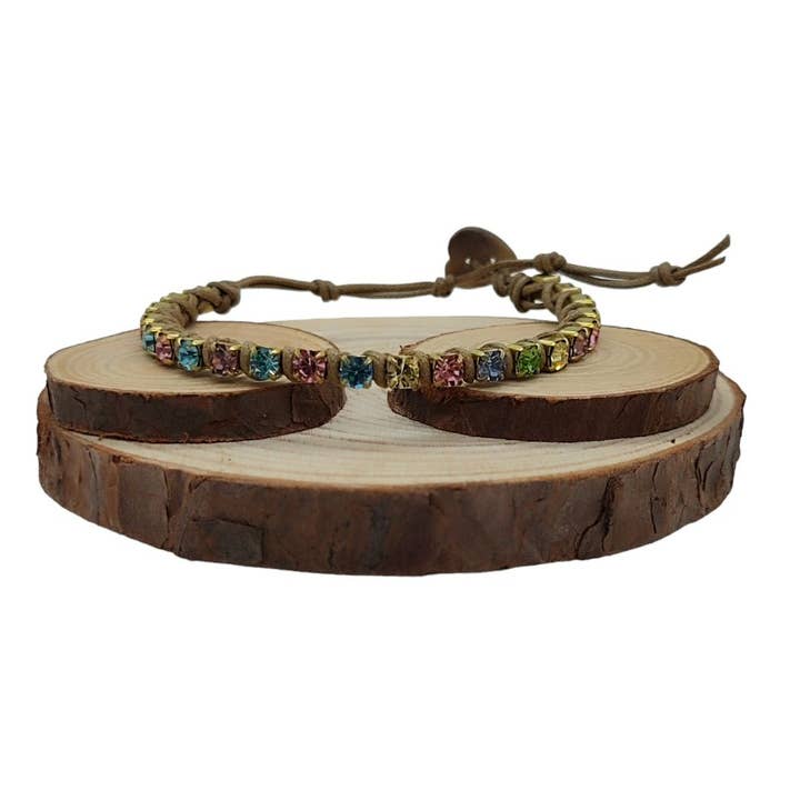 Crystal Chain Bracelets Medium - Multi Light for wholesale by QUÉ MÁS JEWELS