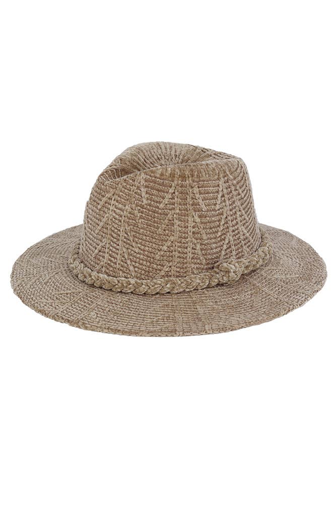 Hana - Vente Chapeau en feutre - femme - Fedora d'hiver à motif chenille et bande tressée22