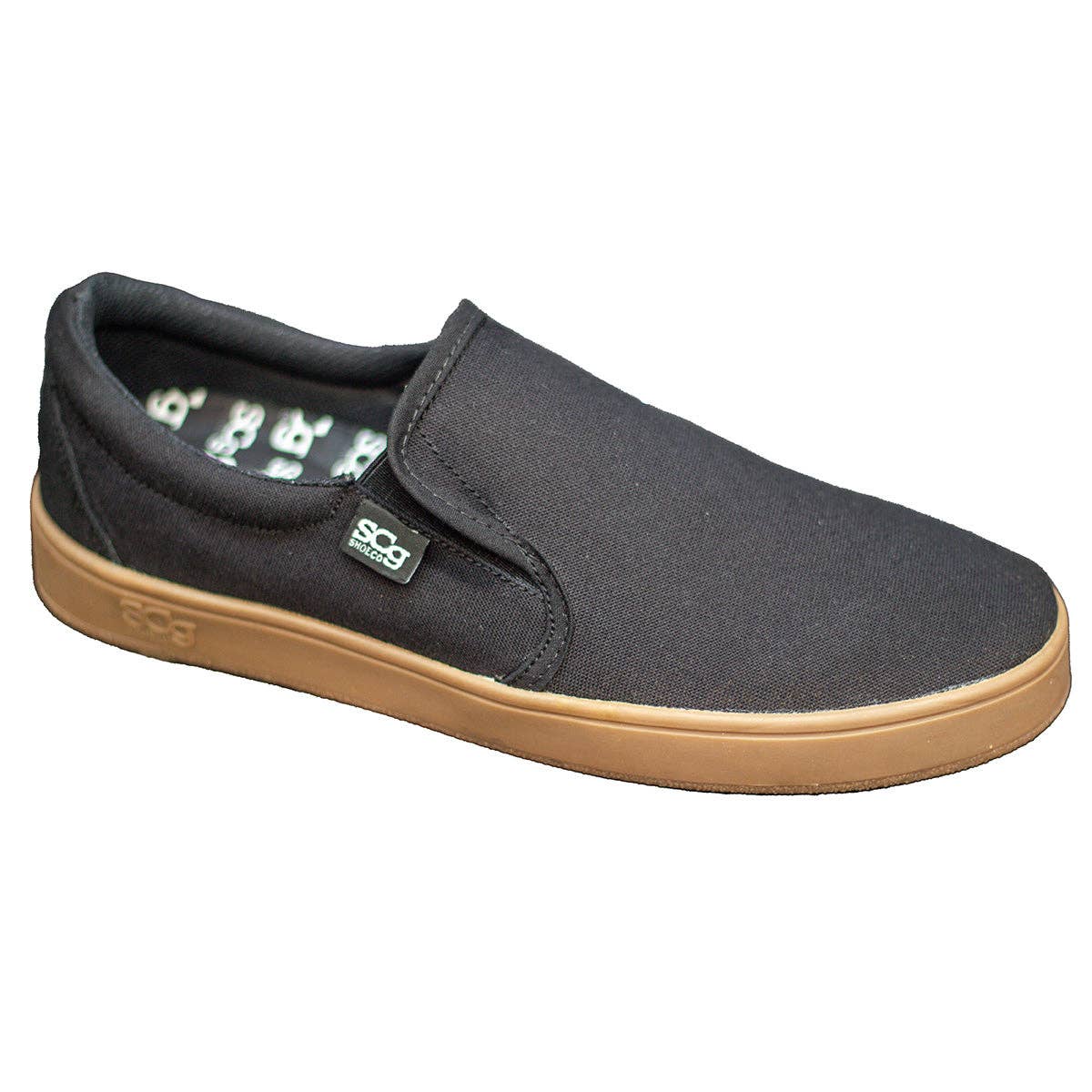 Scg Shoe - Wholesale Slip On Sneakers - Men's - SlipOn - Black Canvas - BMX0
