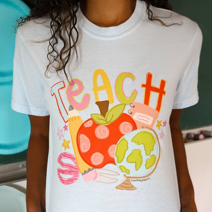 Teach Icons Chambray Tee for wholesale by Doodles By Rebekah