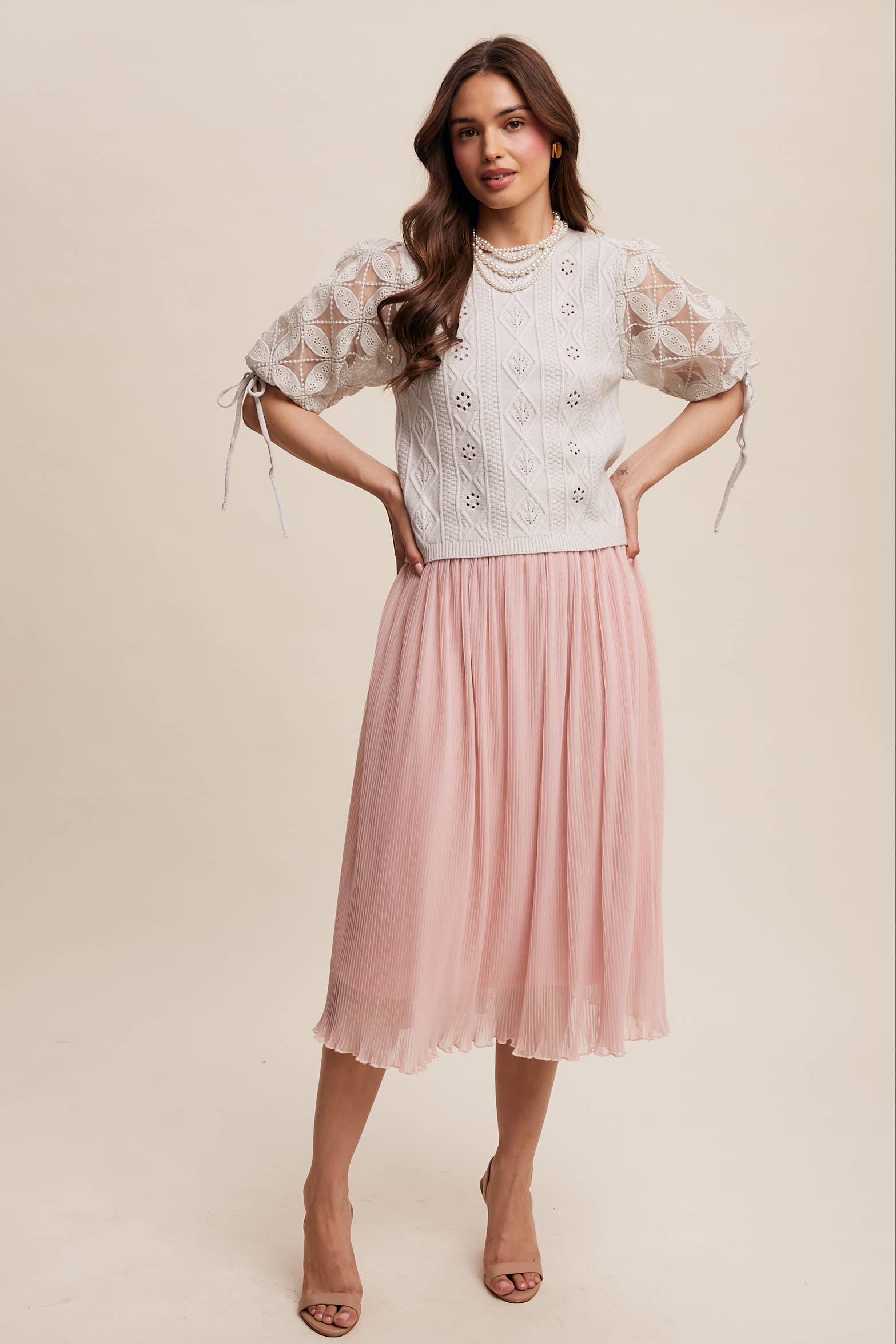 Listicle – Pulôver - Mulher por atacado – Top de Malha com Mangas Bufantes e Ilhós50