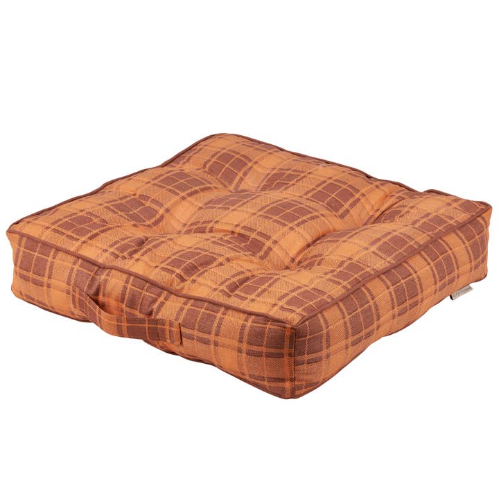 Orange Tartan Floor Pillow for wholesale by Primitives by Kathy