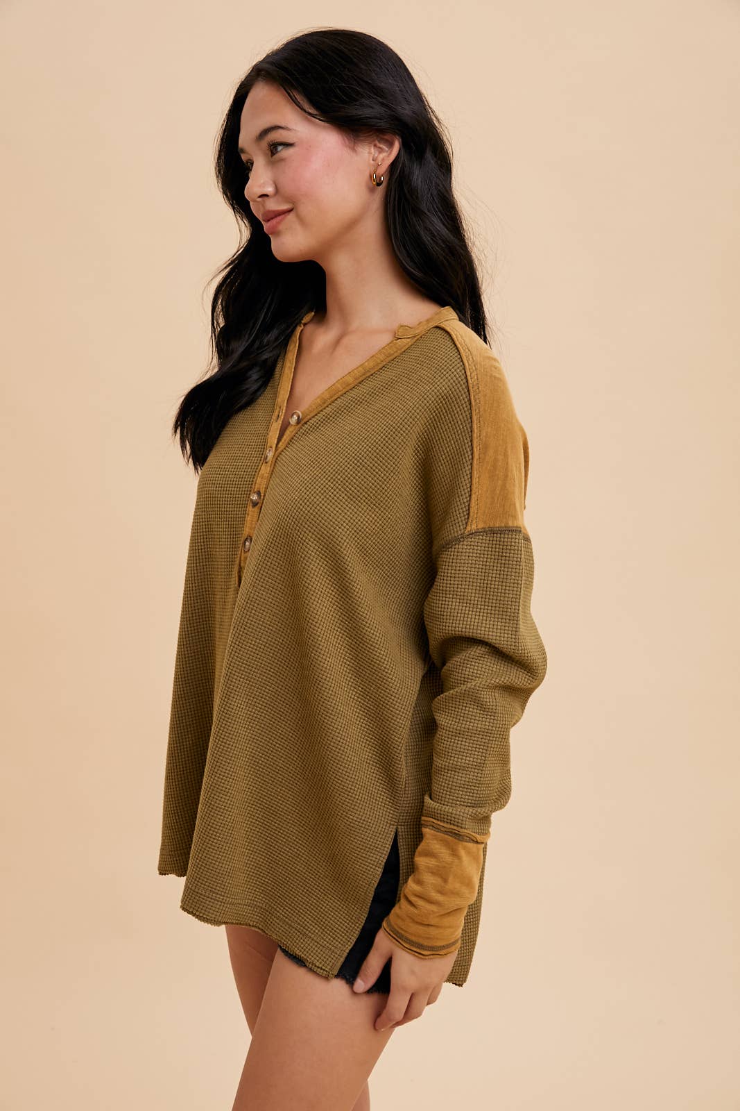 In Loom - Wholesale Knit Top - Women's - GARMENT WASHED THERMAL HENLEY10