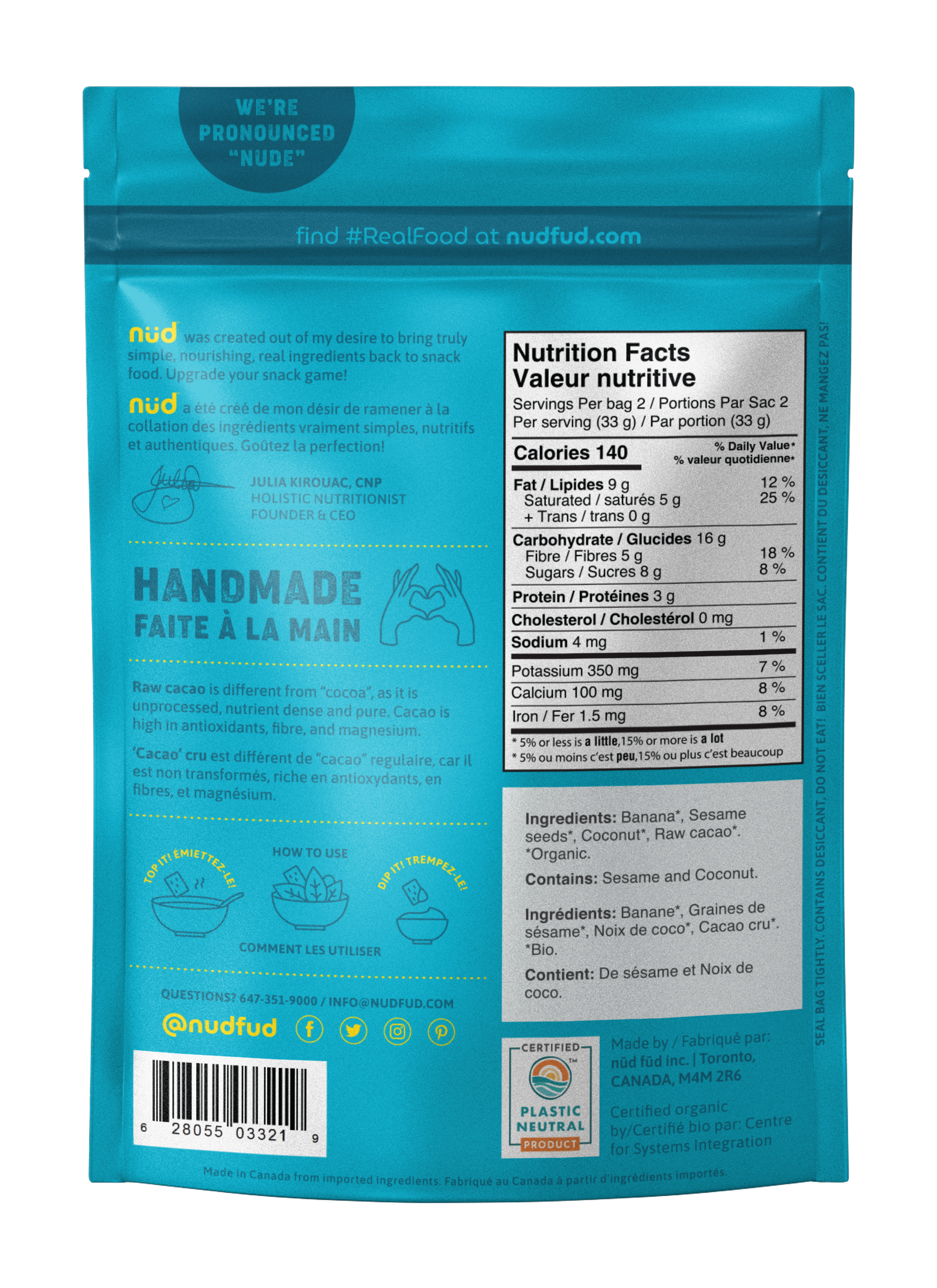 nud fud Inc. - Vendita all'ingrosso Biscotti - Patatine al cacao e banana1