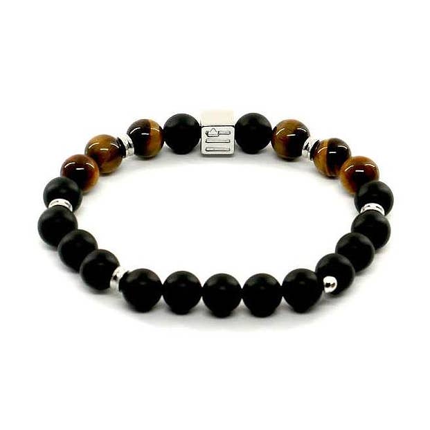 Bracelet pour homme | Cube - Noir et œil de tigre pour la vente par Être - Bracelets & Accessories