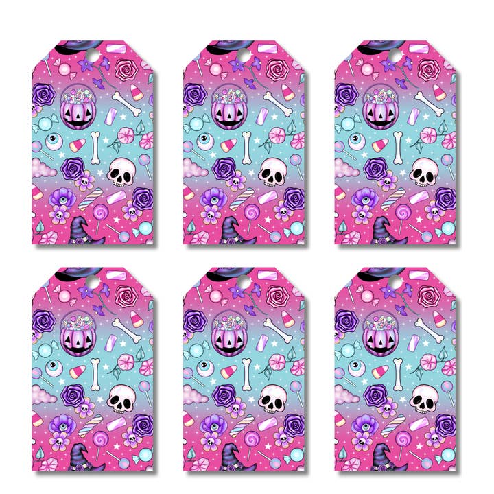 12 étiquettes-cadeaux roses pour Halloween, emballage cadeau, étiquettes de bagages, fabrication de cartes pour la vente par simply creative
