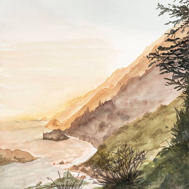 Big Sur | Watercolour Giclee Art Print for wholesale by Rebecca Sobbi Studio