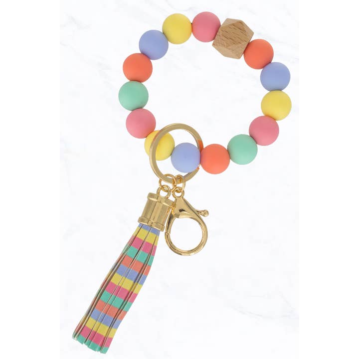 Suzie Q USA - Wholesale Keychain - Women's - Color Silicone Beaded Key Ring Keychain