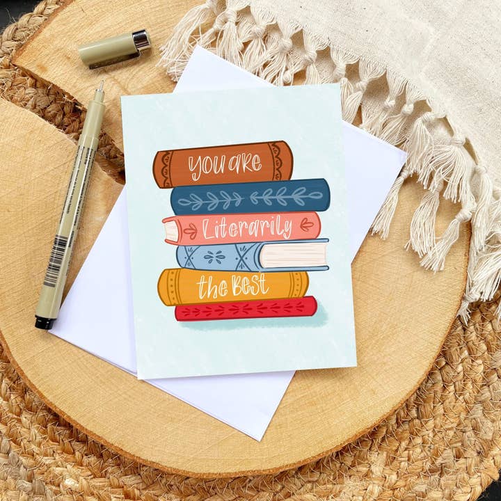 Littéralement la meilleure carte d'amitié ou d'anniversaire pour les amateurs de livres pour la vente par Serafine Art and Design