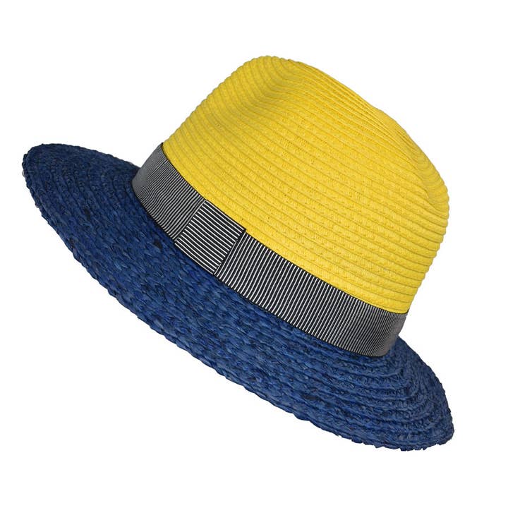 Chapeau bicolore Panama pour la vente par Dupatta Designs