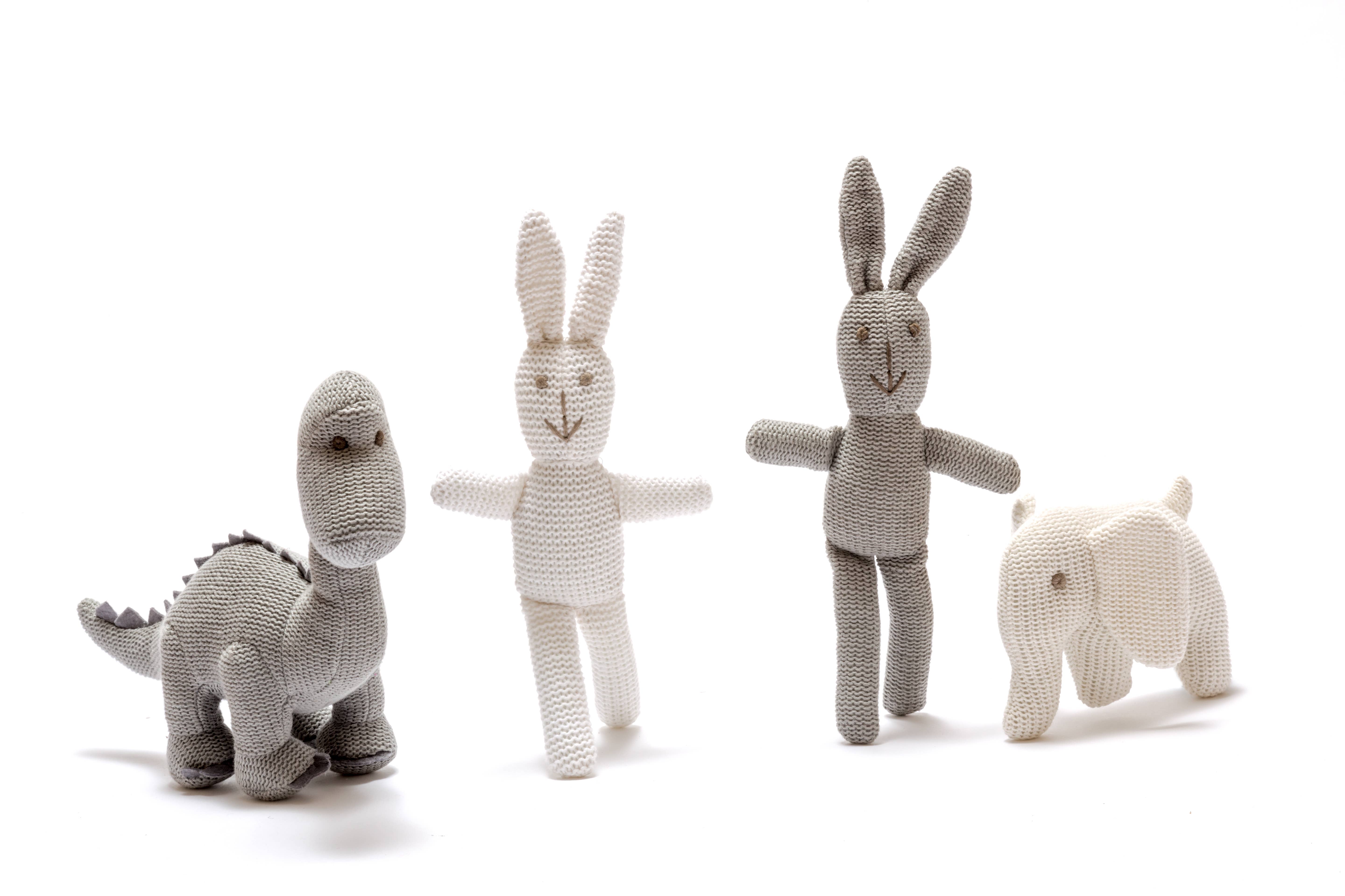 Best Years Ltd – wholesale Handheld rattle – Baby – Knitted White Organic Cotton Elephant Baby Rattle4