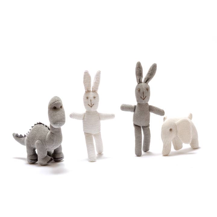 Best Years Ltd - Wholesale Handheld Rattle - Baby - Knitted White Organic Cotton Elephant Baby Rattle4