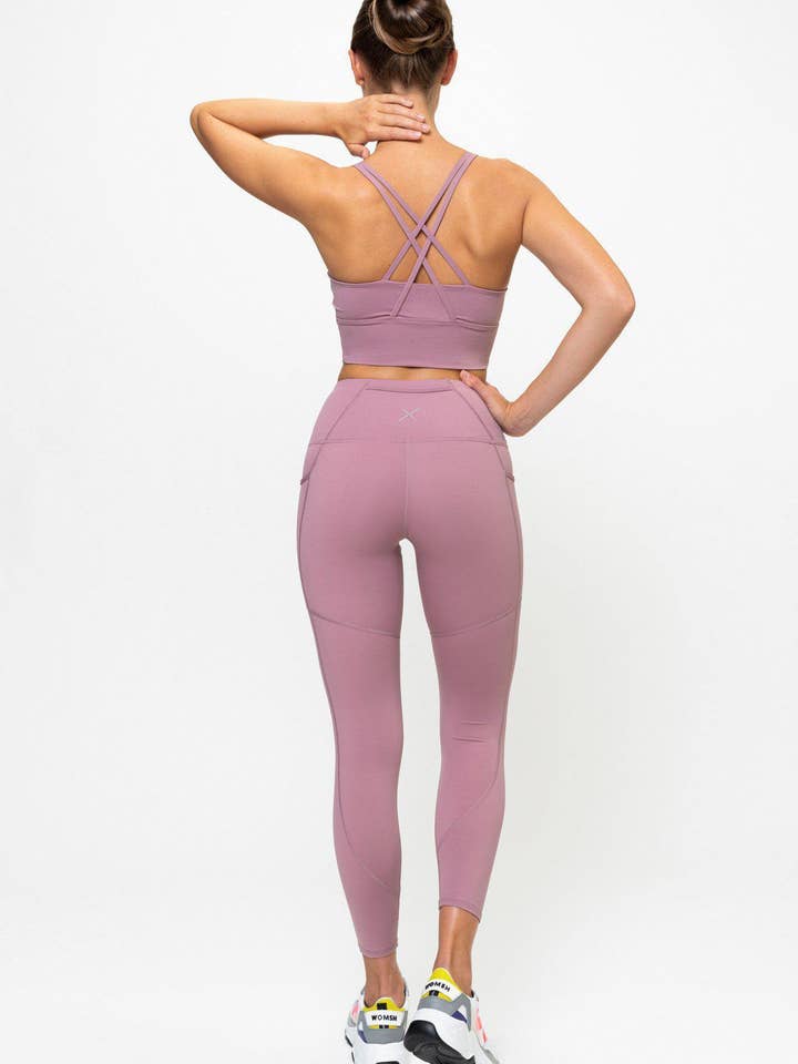Dexed - Wholesale Activewear Set - Women's - Complete Sport Leggings Set | Pastel Pink Tantra Bra5