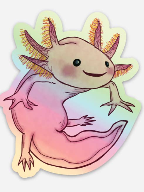 Adhesivo Axolotl holográfico para venta al por mayor de Golden Grove Paper