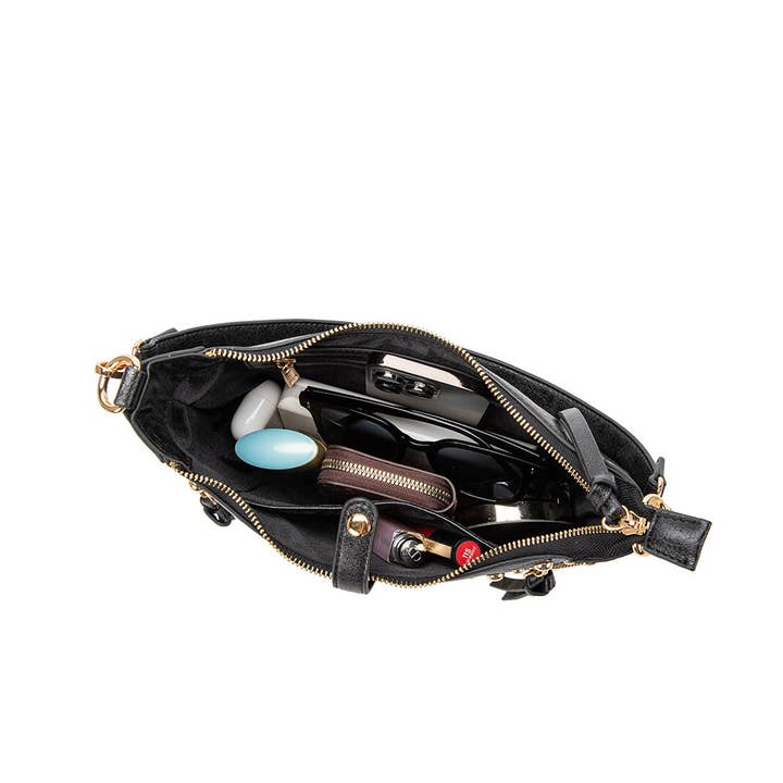 Melie Bianco - Wholesale Shoulder Bag - Women's - Maeve Black Recycled Vegan Shoulder Bag