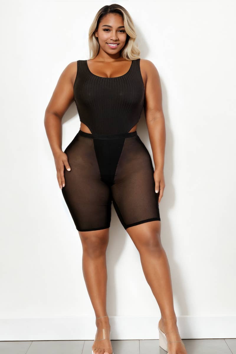 Black Plus Size Mesh Biker Shorts for wholesale on Faire