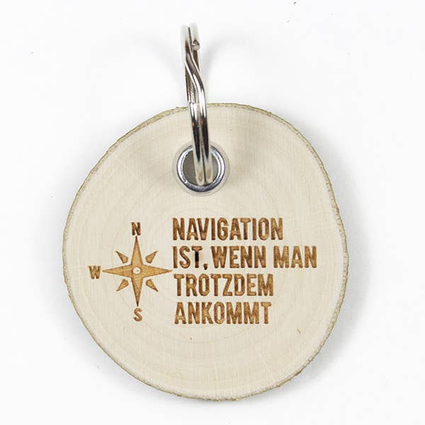 Maritime keychain navigation made of hazelnut wood for wholesale by Bow & Hummingbird