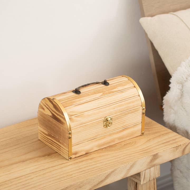 Quickway Imports - Wholesale Decorative box - Vintiquewise Unfinished Wooden Treasure Chest Arched Lid4